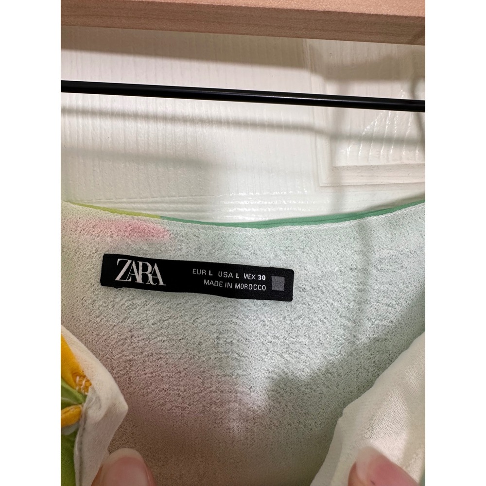 Zara Multi Color Abstract Ruched Lace Up Corset Crop Top Large - Picture 2 of 3